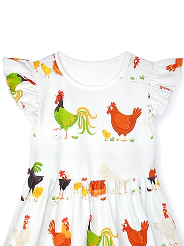 Image of HILEELANG Little Girl Short Sleeve Dress Easter Cotton Casual Applique Tunic Shirt Dresses