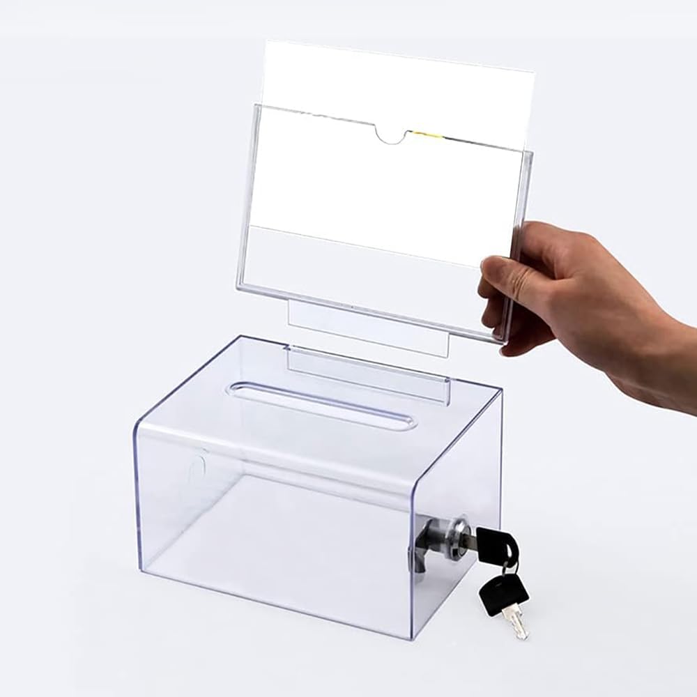 Acryl Spendenbox 16x10x12cm - Transparente Wahlurne Mit Schloss