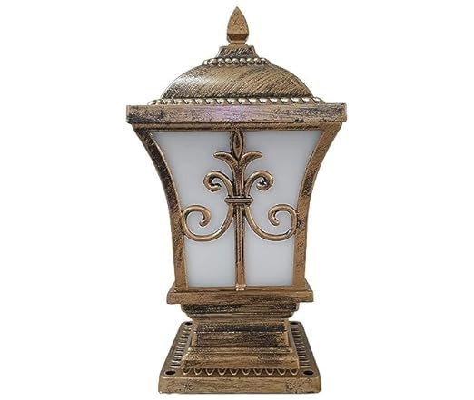 Image of Generic Antique Aluminium Outdoor Gate Light for Main Gate and Pillar Rust-Proof Waterproof Exterior Post Lamp for Brass Finish, (Bulb Not Included) Pack of 4