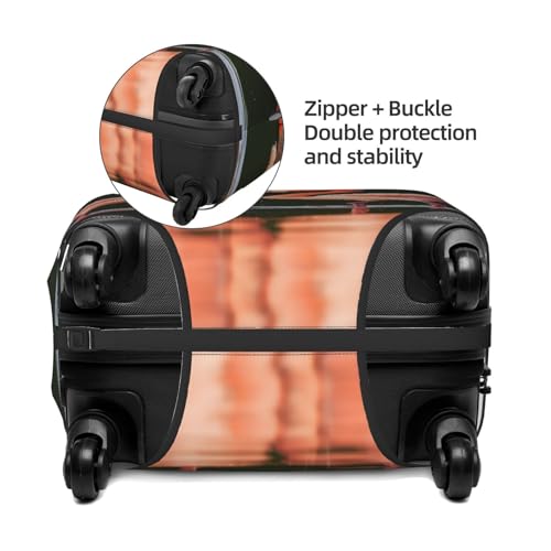 Travel Luggage Cover Suitcase Protector Elastic Washable Pink Flamingos Kiss in The Lake Suitcase Cover Anti-scratch Spandex Baggage Covers Fits 18-32 Inch Luggage3