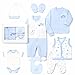 Blue Eyes Baby Geschenk Set Junge – 8-teiliges Neugeborenen Geschenkset aus 100% Baumwolle, Erstausstattung zur Geburt 0–4 Monate (Stern Blau)