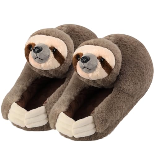 Openhahaha Funny Sloth Slippers for Women Cute Animal House Shoes with Soft Memory Foam Comfy Plush Warm Slip-on Indoor Slippers Sloth Gifts for Women