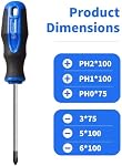 6PCS Magnetic Tip Screwdriver Set, 3 Phillips and 3 Flat, Professional Cushion Grip | 6-Piece Hand Tools Set