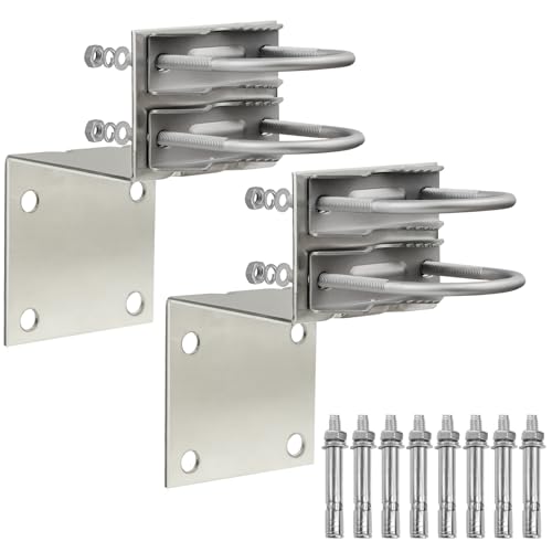 Fixation mât d'antenne MOOKEERF anti-vent avec double support et brides en U