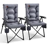 EVER ADVANCED Campingstuhl Faltbar Rückenverstellbar in 4 Positionen bis 150 KG Klappstuhl 6cm Dicke Gepolstert mit Seitentasche Getränkhalter Gartenstuhl Hohe Lehne Angelstuhl für Camp Garten Balkon