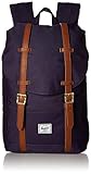 Verstellbarer Kordelzug Herschel Unisex-Erwachsene Retreat Mid-volume Multipurpose Backpack, Lila Samt/Hellbraunes Kunstleder