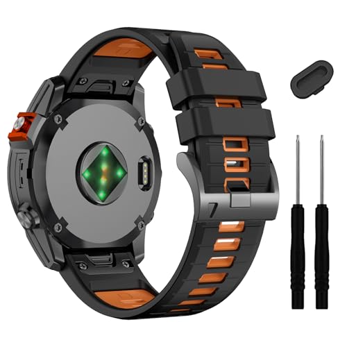 Image of 22mm Compatible with Garmin Fenix E /8 /8pro AMOLED 47mm /Fenix 7 /7 Pro /6 /6 Pro /5 /5 Plus Watch Band,Soft Quickfit Silicone Straps for Forerunner 970 965 955 /Approach S70 47mm /tactix 8 /quatix 7 8 47mm