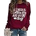 Women Lightweight Sweatshirt, All I Need is Coffee and My Dog Graphic Crew Neck Pullover Long Sleeve Comfy Shirt