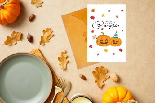 HEYINSHEN Biglietto di compleanno con zucca autunnale buon compleanno zucca biglietto del Ringraziamento biglietti di auguri di compleanno con busta carino autunno Ringraziamento biglietto regalo di
