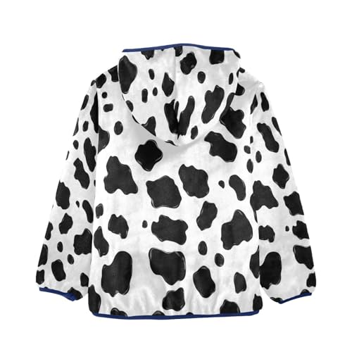 Cute Country Cow Animal Toddler Fleece Jacket Girl Boys Hooded Fleece Jacket Coat Warm Outwear Zip-up 3-10T2