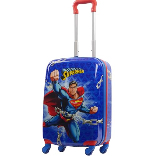 Ful Unisex Kid's Superman 20.5 Inch Carry On Rolling Luggage, Hardshell Suitcase with Spinner Wheels, Blue
