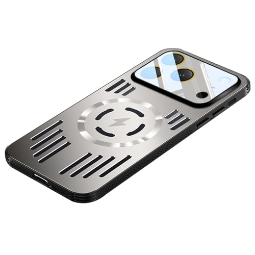 MEIXIAO(梅雨明け) 適用対象iPhone 17 Pro Max/17 Pro/Air/17用マグネティックケース、熱放散ホローバックPCカバー、薄型カメラレンズドロップ保護ケース,グレー,17 Pro Max