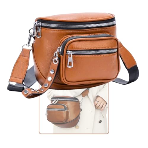 Bolsa Feminina Transversal estilo Pochete Alça Ombro Shoulder bag, alça larga, moderna, estilosa, bolsa de peito de couro sintetico, bolsa crossbody (Marrom)