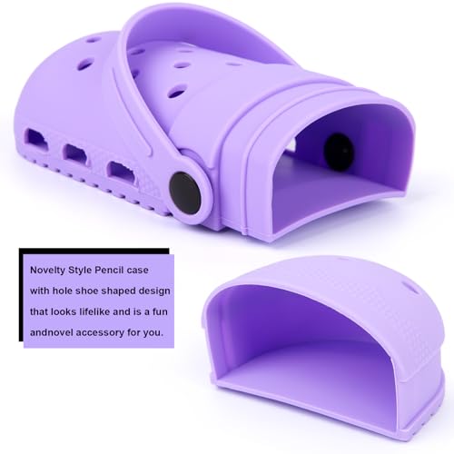 Image of elephtree Funny Shoes Shaped Silicone Pencil Holder for Teacher Appreciation Gifts Adult Pencil Storage Organizer Cute Desktop Pen case Creative Stationery Storage for Office Classroom Home (Purple)