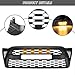 HAPSO Front Bumper Upper Grille Mesh Grill Fit For 2005-2011 Toyota Tacoma Upgrade Front Grille Grill Assembly Replacement Matte Black (With LED Lights)