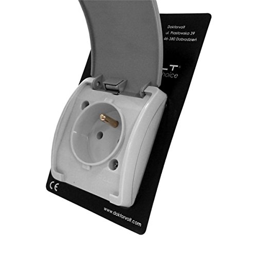 Presa Elettrica A Vista 2P+T Con Coperchio IP44 - Koala 161-08 Grigio/Grafite Per Belgio/Francia