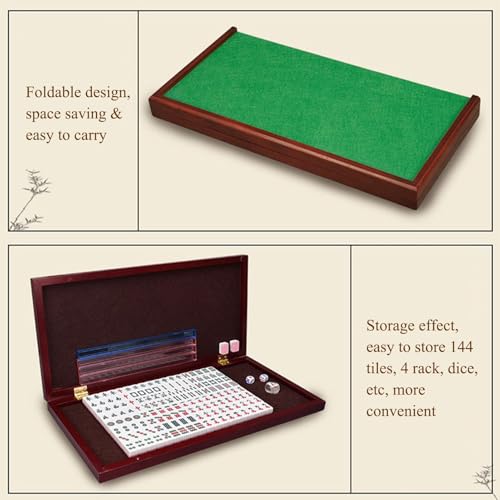 Mahjong Miniatura con 144 Fichas, Mesa Plegable y Dados miniatura 3