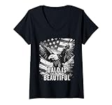Photo Gallery donna bald is beautiful – epic american flag usa with eagle maglietta con collo a v Photo Gallery donna bald is beautiful – epic american flag usa with eagle maglietta con collo a v