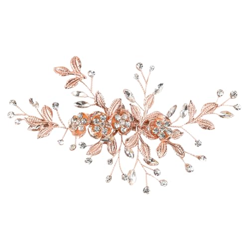 Roségoldene Braut-Haarspange, Blume, Strass, Haarspangen, Hochzeit, Kristall-Haarnadeln, elegante Brautjungfer-Haarspangen, Brautparty, Haarschmuck