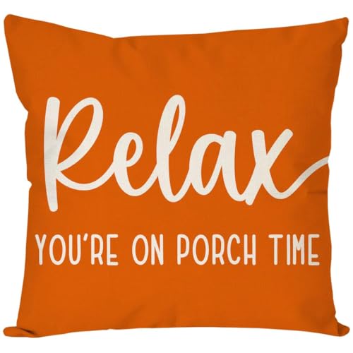 PANDICORN Decorative Throw Pillow Covers 18x18 Inch Relax Porch Time