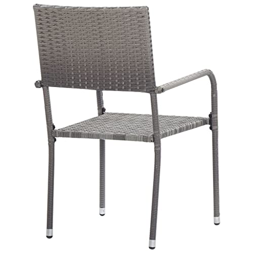 Chaises en polyrotin gris empilables légères et robustes pour le jardin - 6