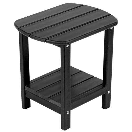 Nalone Adirondack Stolik pomocniczy 16,5" na zewnątrz z tworzywa sztucznego HDPE, podwójny stolik pomocniczy Adirondack mały stolik na patio (czarny)