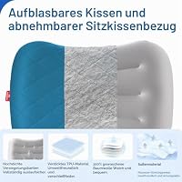 Hioutdoor Aufblasbares Kissen Kopfkissen für Camping mit Abziehbarem Kissenbezug Luftkissen Strandkissen Ergonomisches Reisekissen Outdoor Inflatable Travel Neck Pillow Bequemes Schlafkissen (Blue) – Ansicht 4