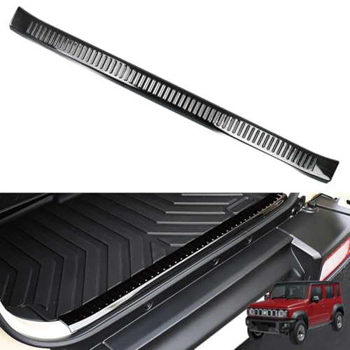 DOPENZ ジムニーノマド/JC74W対応 スカッフプレート サイドステップ ステップガード 内装 インテリアパネル カスタム パーツ 保護 傷防止 ステンレス アクセサリー (ブラックヘアライン, リアバンパーステップガード)