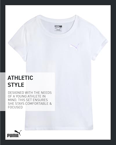 Image of PUMA Girls T Shirts - 2 Pack Short Sleeve Logo Graphic Tees - Casual Everyday Athletic Shirts for Girls (Sizes: S-XL)