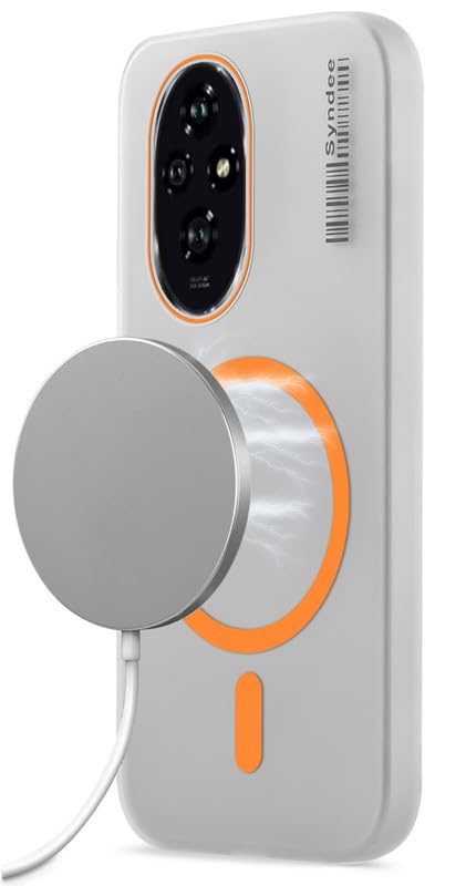 Image of Mr. Case Back Cover for Honor 200 5G Elegant Frosted White Translucent Back | Only Compatible with Wireless Magnetic Accessories | Anti-Scratch Shockproof Phone Case - Orange
