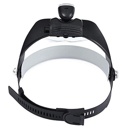Image of KP2 Adjustable Loupe ABS Headband Magnifying Glass with 4 LEDs Light Lamp 1.2X 1.8X 2.5X 3.5X Lens (Black) (1)