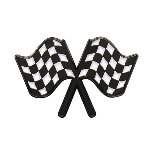 Racing Flag Enamel Pin - Black and White Checkerboard Badge for Clothing, Hats, Racing Costume