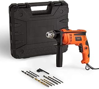 VonHaus Hammer Drill/Impact Drill 710w Electric Corded with Hard Case, Drill Bits, Depth Gauge, Variable Speed  13mm Chuck for Masonry, Brick, Metal, Wood & More