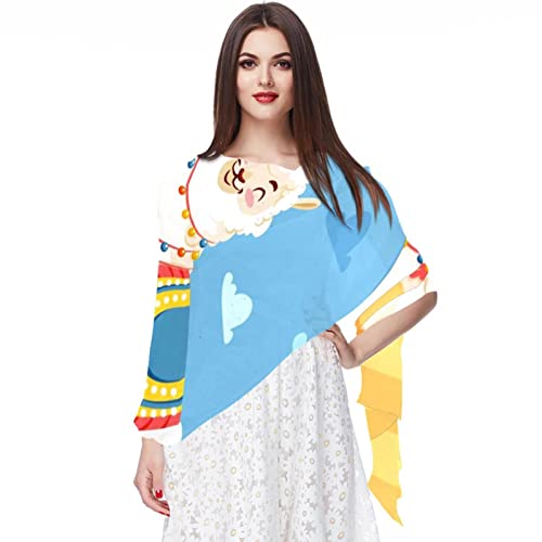 Pashmina femme de qualité supérieure avec fresque paysage multicolore exclusive