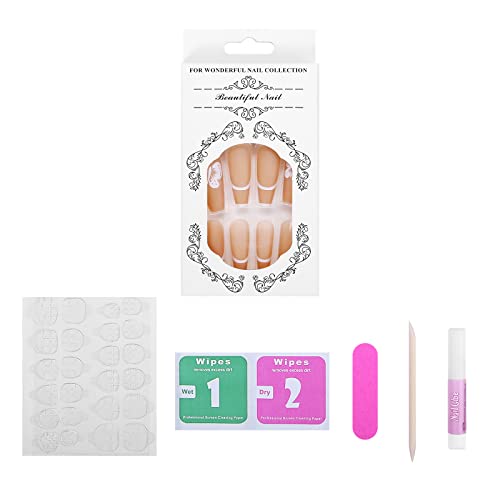 24 Pcs Press On Nails Medium, Sunjasmine Almond Fake,False Nails With Designs Acrylic, Glue On Nails For Women And Girls (Brown) #TOP5