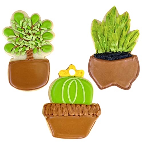 Ann Clark Cookie Cutters 3 Piece Tropical Houseplants Set With Recipe Booklet, Fiddle Fig, Snake Plant And Prickly Pear Cactus #TOP1