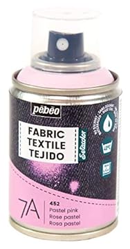 Pébéo - Fabric Paint Spray for Textiles 7A Spray - Natural and synthetic fabrics - Water-based - Solvent-free - Permanent Fabric Dye Machine-Washable - Pastel pink, 10.5 x 5.2 x 5.2cm