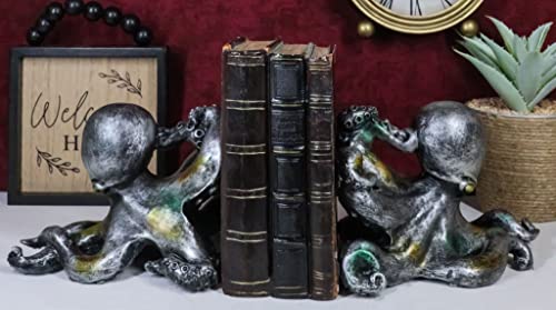 Ebros Nautical Coastal Sea Monster Octopus Bookends Set Statue In Faded Bronze Antique Finish 6.25" H Mythical Sea Giant Cthulhu Kraken Decorative Office Study-Room Library Desktop Decor Figurines #TOP6