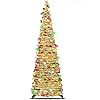 5ft pop up christmas tree with 5m multi color 50 led string lights diy glitter tinsel pop up pencil christmas decoration tinsel trees for holiday home party supplies gold  urban country home decor