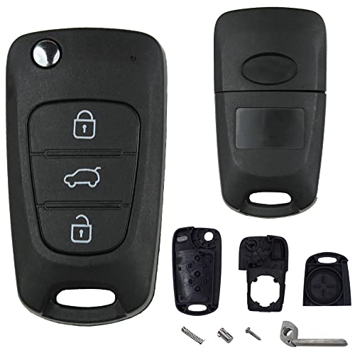 Mycarkey Kia Boîtier de clé télécommande avec clé pliante et 3 boutons, convient pour Rio, Venga, Cee'd, Pro Cee'd, Picanto, Sorento, Sportage, Soul