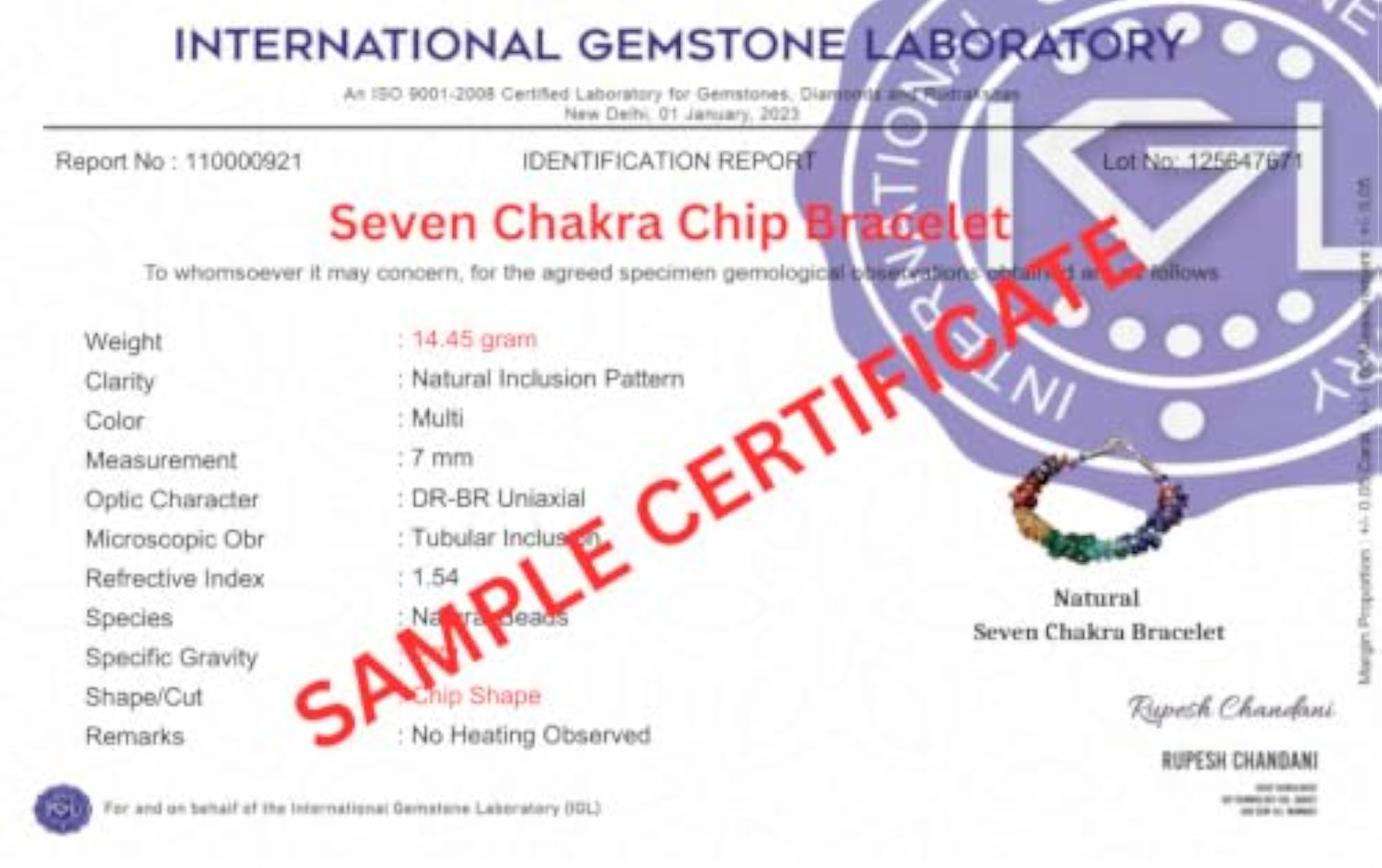 7 Chakra Chip Bracelet, Original Certified