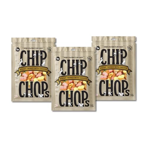 Image of Chip Chops Chicken Twined Biscuits Dog Treats, High Protein & Easily Digestible Snacks, No Artificial Flavours, Training and Reward Treats Suitable for All Dog Breeds 250g - Pack of 3