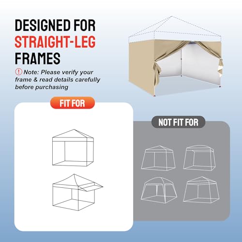 CROWN SHADES SunWall Silver Coated for 10x10 Pop up Canopy Tent, 1 Pack Sidewall Only with Silver Coating (Beige) (4 Packs, Beige)