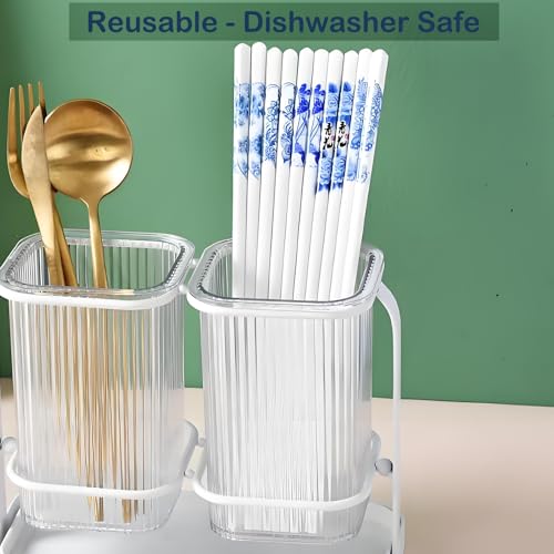 Ceramic Chopsticks - Reusable Chopsticks Dishwasher Safe, 9.5 Inches (Blue and White 5PC Ceramic)