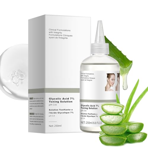 Glycolic Acid Toner 250ml, Glycolic Acid 7% Exfoliating Toning Solution for Diminished Dullness & Fine Lines, Reduces Skin Blemishes, Rejuvenate Skin, Pore Treatment