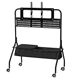 Mobiler TV-Ständer, Rollwagen mit Aufbewahrungskorb für 40-75-Zoll-Bildschirme, tragbarer Bodenständer auf Rädern