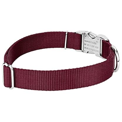 Country Brook Petz Premium Nylon Dog Collar with Metal Buckle for Small Medium Large Breeds - Vibrant 30+ Color Selection (Large, 1 Inch, Burgundy) - Image 8