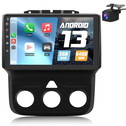 Pyniro Android [2GB+64GB] Car Radio Stereo Upgrade for Dodge RAM 1500/2500/3500 2013-2018, Head Unit with 9 Inch Touch Screen/Backup Camera/Wireless CarPlay & Android Auto/Mirroring/Wi-Fi/Bluetooth/FM