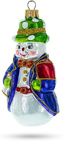 Snowman with Red Bow Tie Glass Christmas Ornament - Image 5
