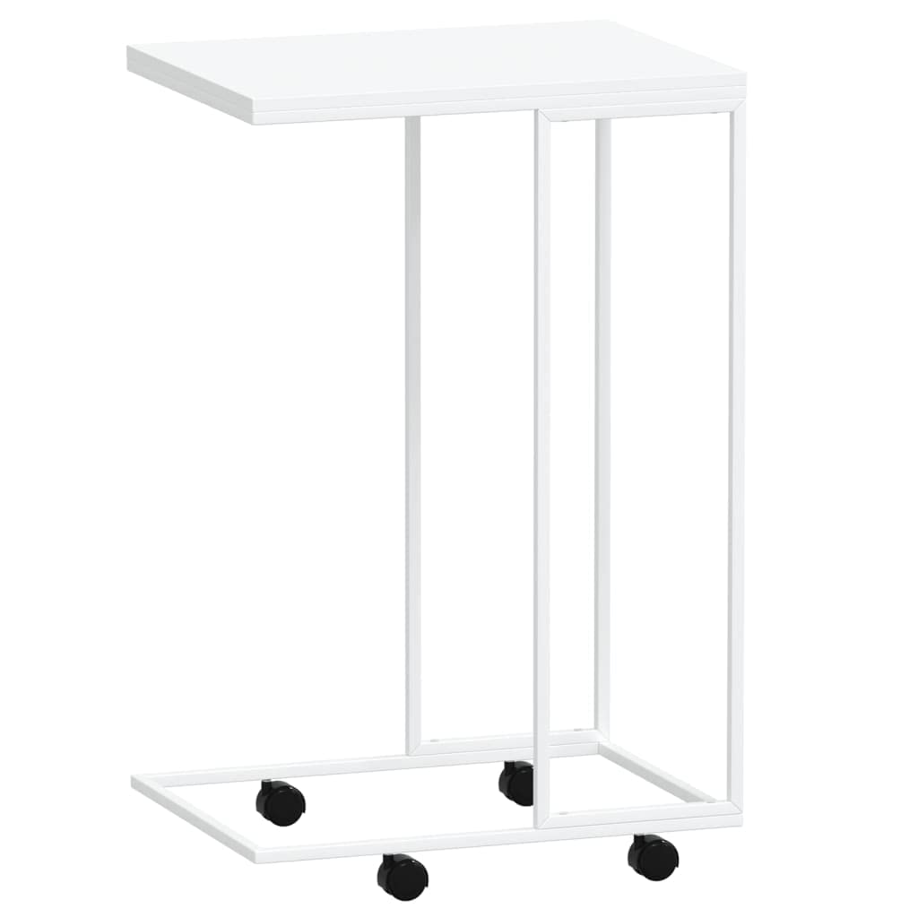 Mesa auxiliar blanca con ruedas, 40 x 30 x 63,5 cm, de material de madera, diseño C, para sofá y cama, práctica mesa de salón